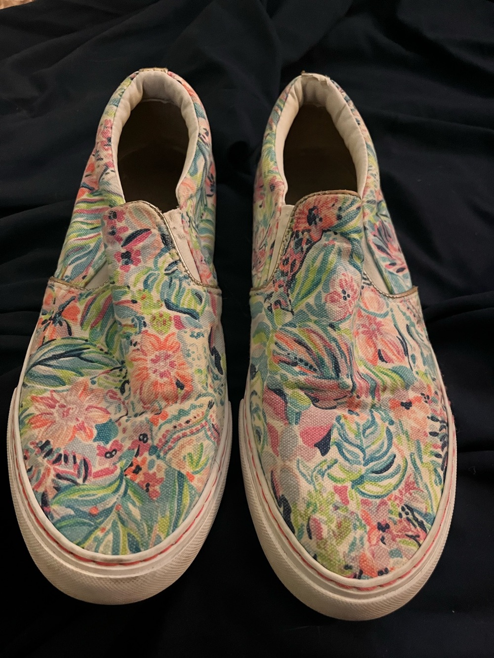 Floral Slip-On Canvas Sneakers in Pastel Multicolor Lily Pulitzer Sz 9
